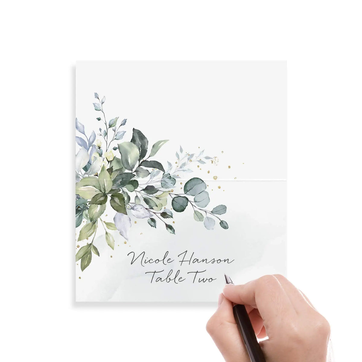 Green Leaf Watercolor Place Cards Pack of 50 – Pre-Scored Wedding Place Cards PLUSH