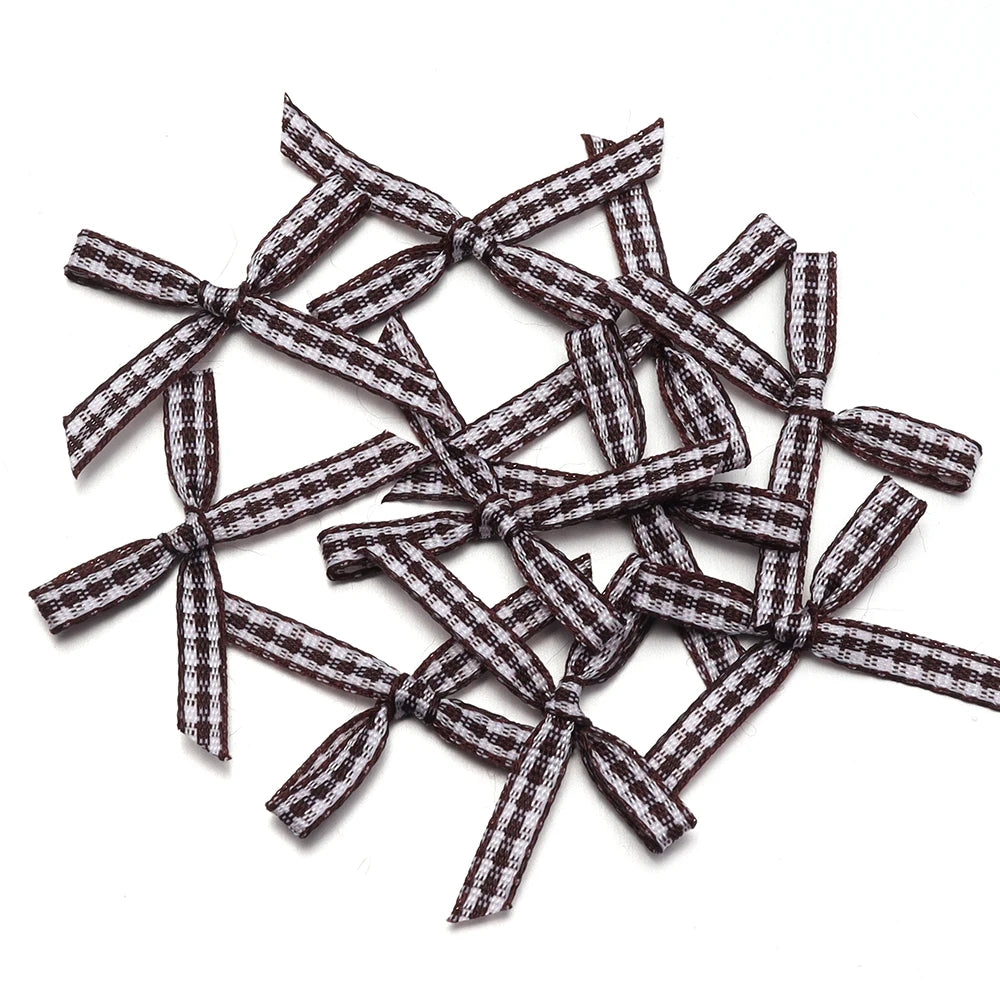 30pcs Plaid Handmade Bows – DIY Headwear & Gift Decoration Craft Bow Accessories PLUSH brown