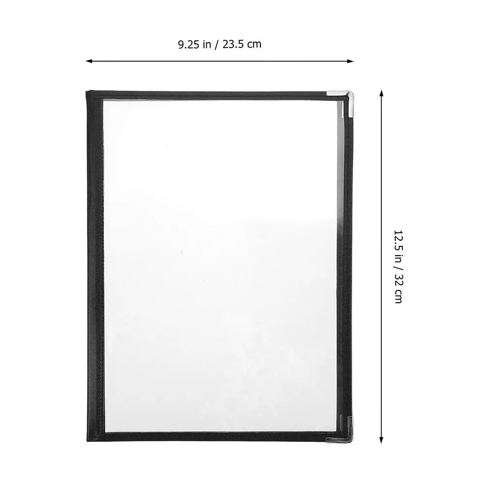 2-Pack Clear PVC Menu Binder Covers | Loose Leaf Ring Binder Menu Binder Cover PLUSH
