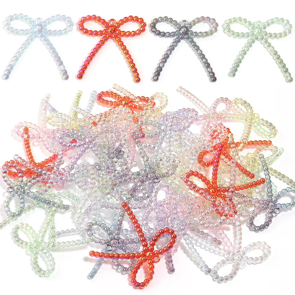5pcs Bowknot Acrylic Charms – Color Plating DIY Jewelry Making Jewelry Charms PLUSH