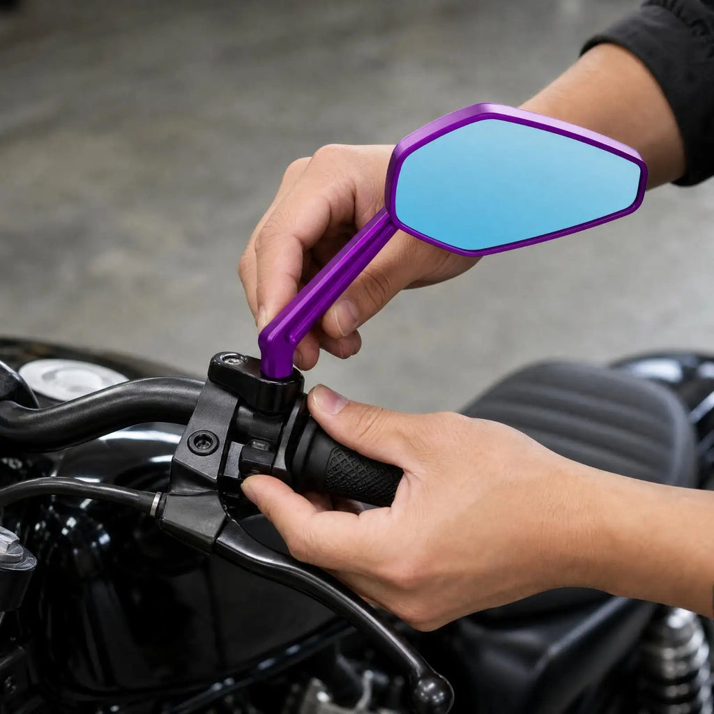 Metal Motorcycle Rearview Mirror | Adjustable 8mm Threaded Mount Motorcycle Mirror PLUSH