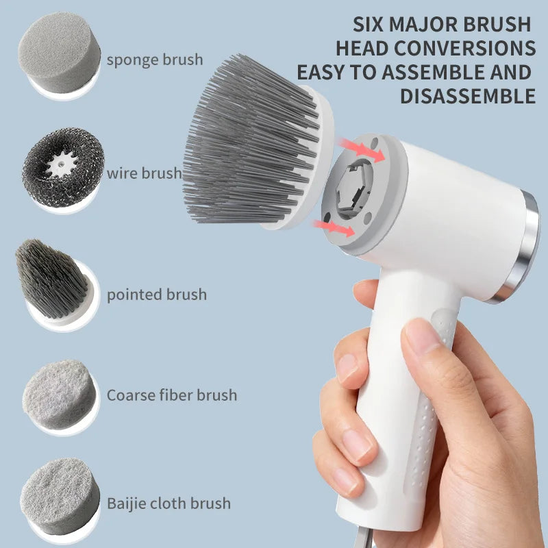 Cordless Electric Scrubber Brush Set – 5 Rotating Brush Heads Electric Cleaning Scrubber PLUSH