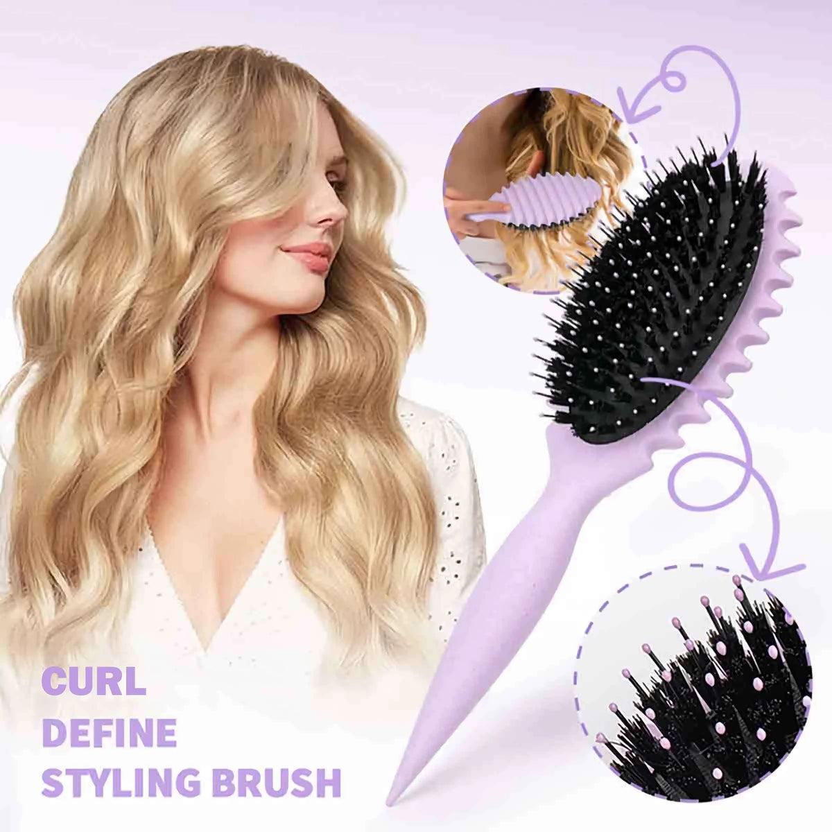 Candy Curl Defining Comb – Soft Bristle Wet Hair Brush Curl Defining Comb PLUSH