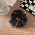 Polka Dot Ruffled Stiff Yarn Headband – Soft Elastic Hairband Fashion Headband PLUSH Wave Point Black 1PC XXS