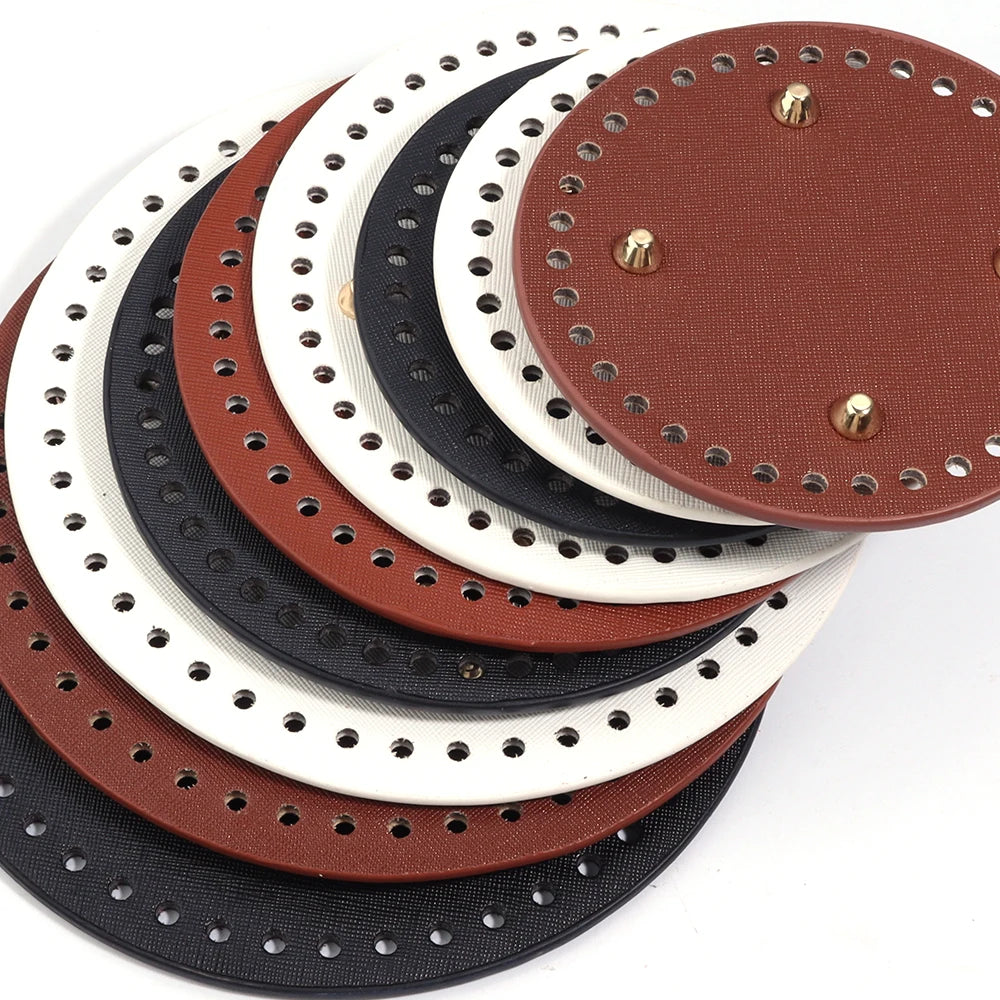Round PU Leather Bag Base with Rivets – 12/15/18cm DIY Handbag Bag Making Base PLUSH