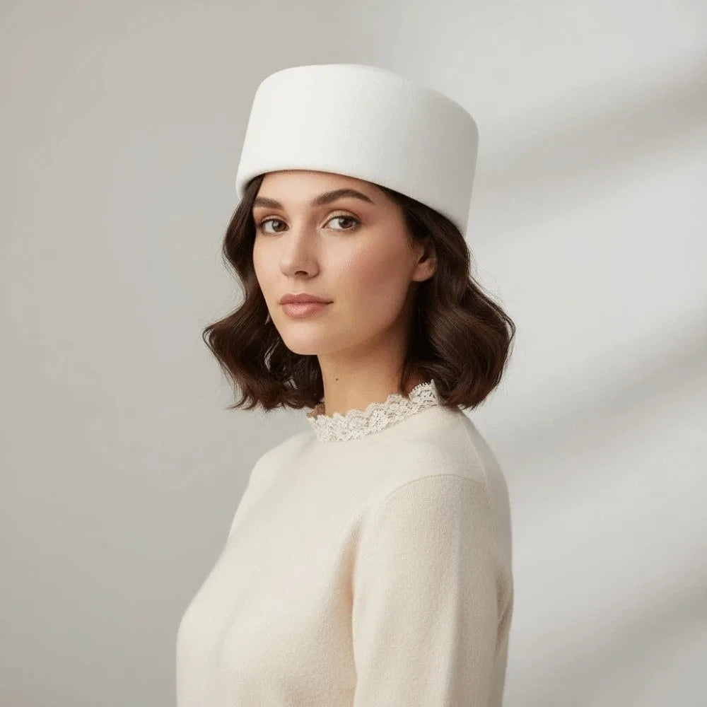 Vintage Pillbox Hat – French Stewardess Formal Hat for Women Pillbox Hat PLUSH