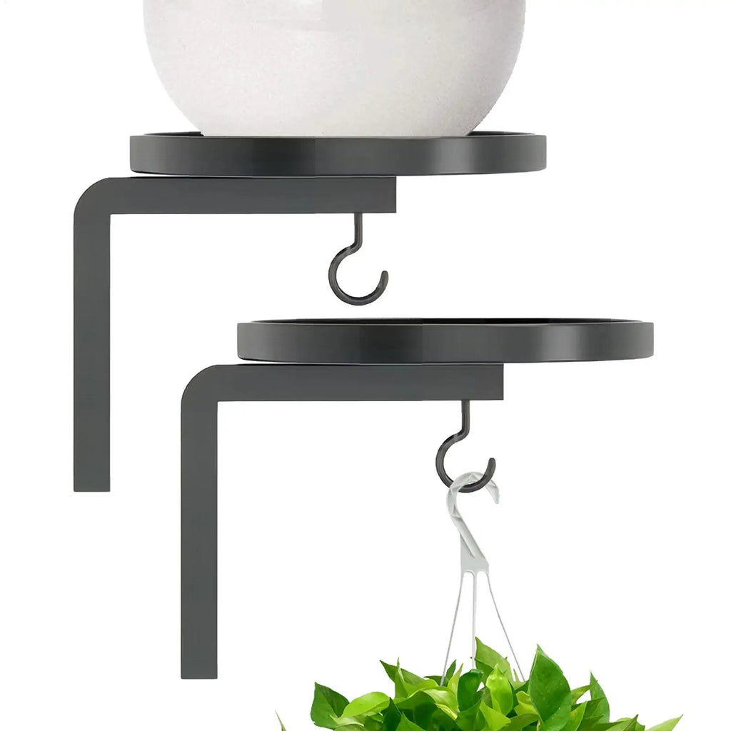 Wall Mounted Metal Plant Holder – Black 2-Tier Hanging Rack Wall Plant Holder PLUSH