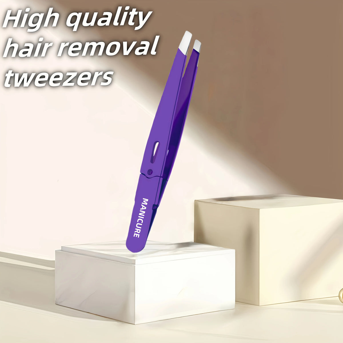 Stainless Steel Slant Tip Tweezers – Eyebrow & Facial Hair Eyebrow Tweezers PLUSH