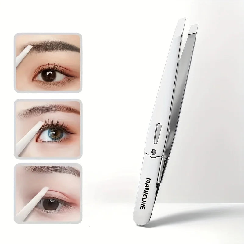 Ouriner Slant Tip Eyebrow Tweezers – Hypoallergenic Stainless Steel Eyebrow Tweezers PLUSH