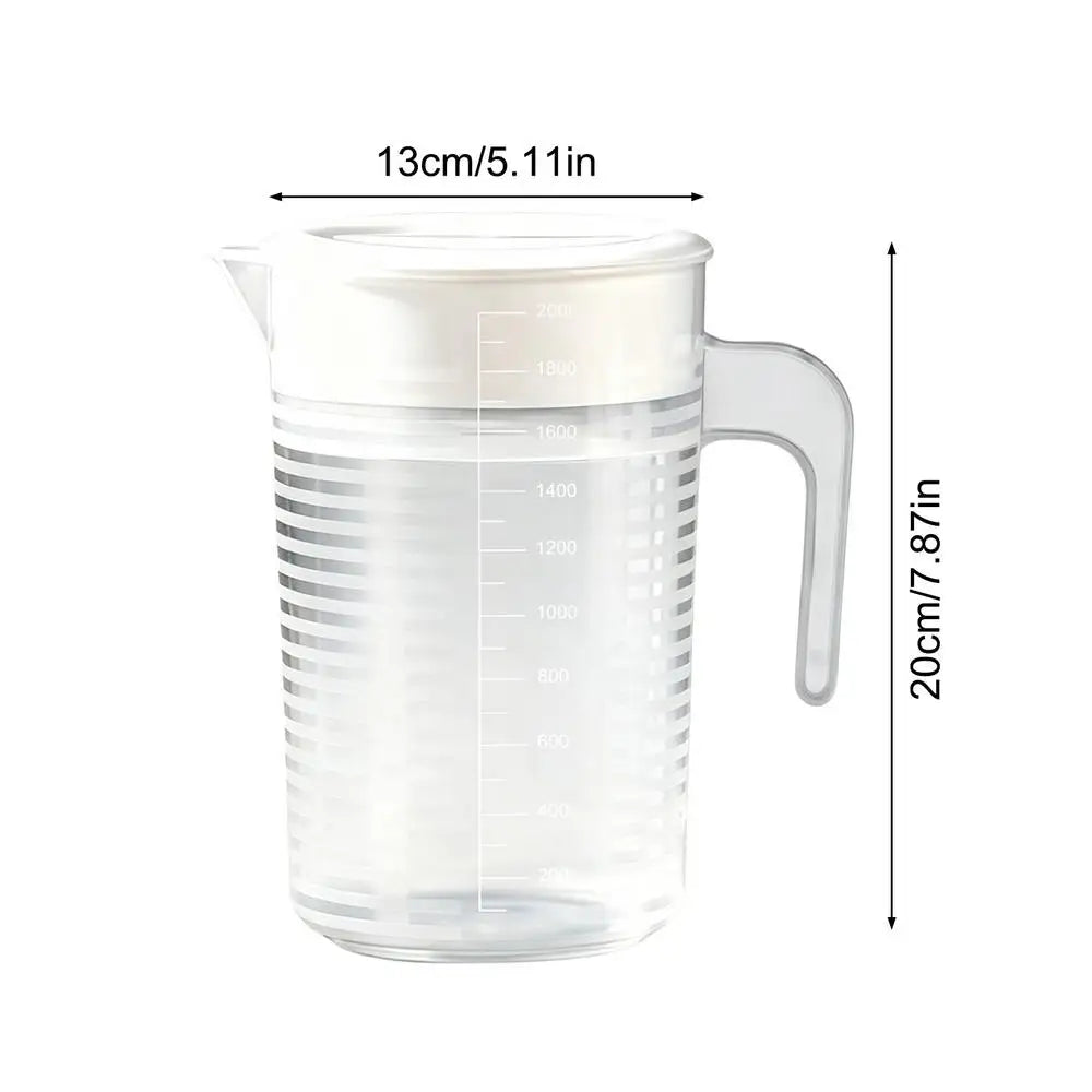2L Measuring Pitcher Jug with Lid – Clear Water & Juice Carafe Measuring Pitcher Jug PLUSH 2L