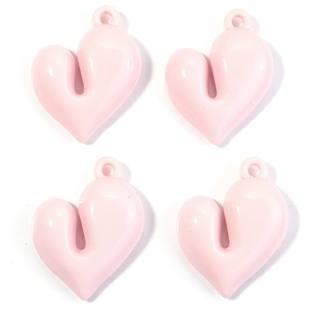 4pcs Acrylic Irregular Heart Charms Pendants – DIY Jewelry Jewelry Charm Pendants PLUSH Pink