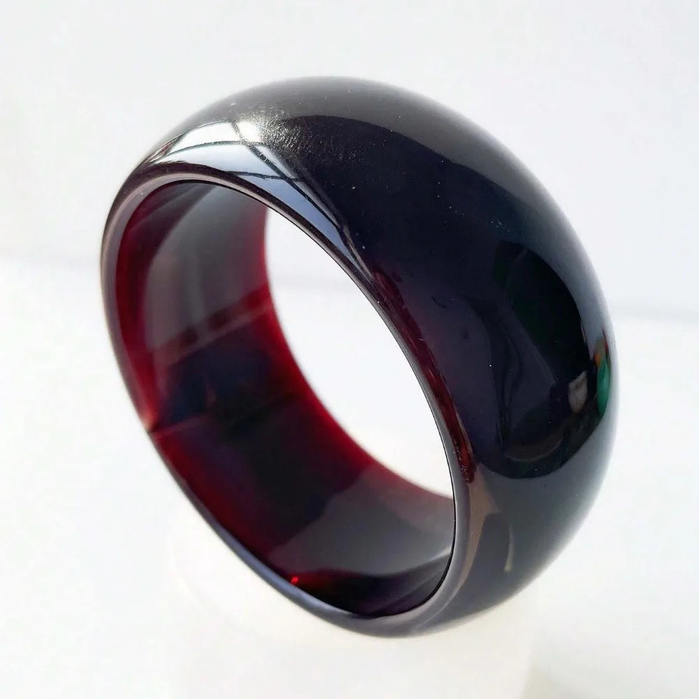 Bohemian Jelly Acrylic Open Bangle Wide Bracelet for Women Acrylic Bangle Bracelet PLUSH Dark Purple