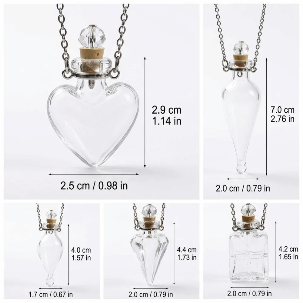 Openable Glaze Vial Pendant Necklace – Heart & Water Drop Vial Pendant Necklace PLUSH
