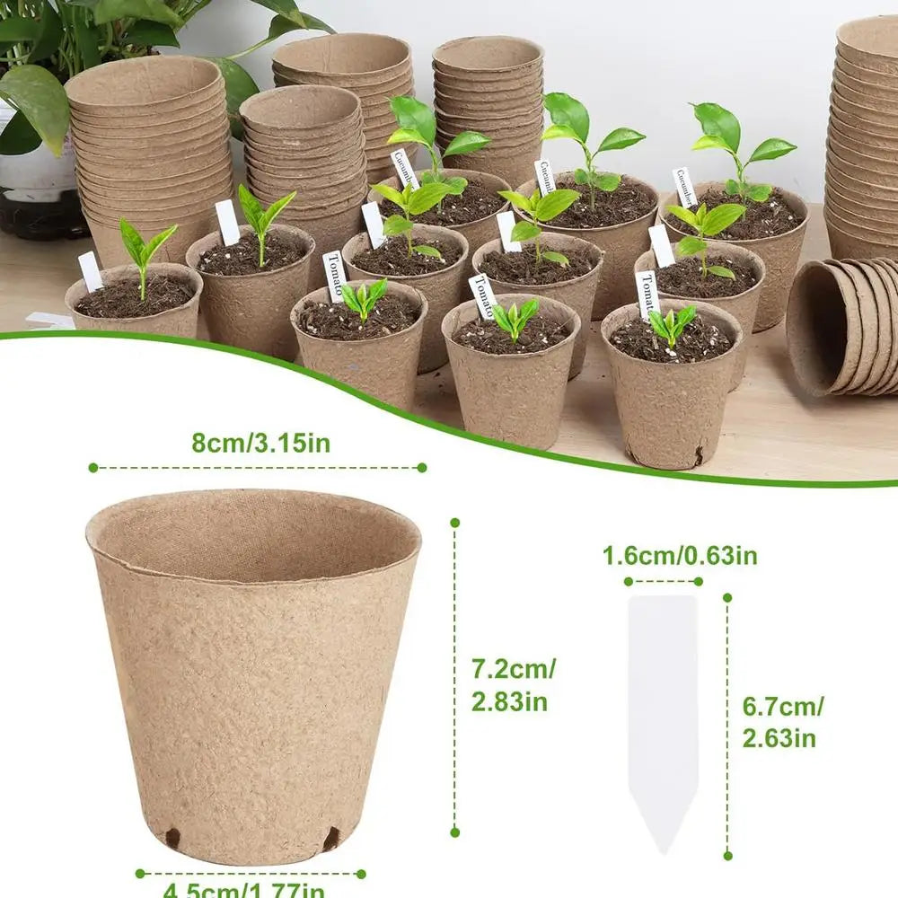 45-Pack Biodegradable Peat Pots | Seed Starter Nursery Kit Biodegradable Nursery Pots PLUSH 45Pcs