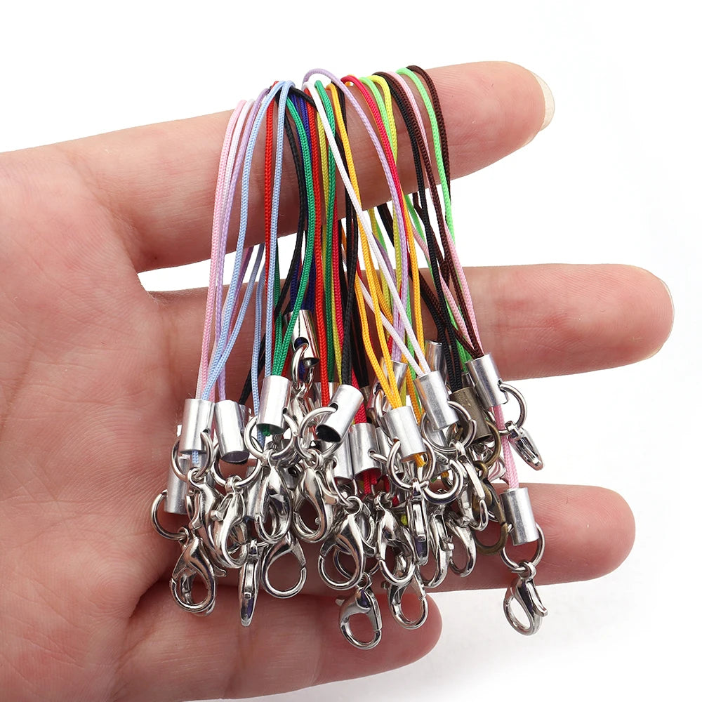 Lobster Clasp Phone Strap Polyester Cord & Jump Ring – 20-100pcs Jewelry Findings Set PLUSH