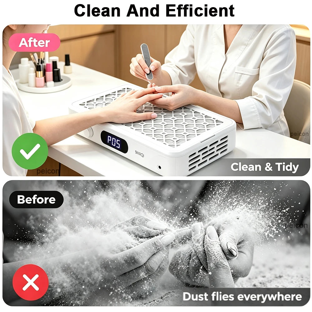 PEICON Nail Dust Collector Dual Fan 35000RPM + Detachable Filter Nail Dust Collector PLUSH