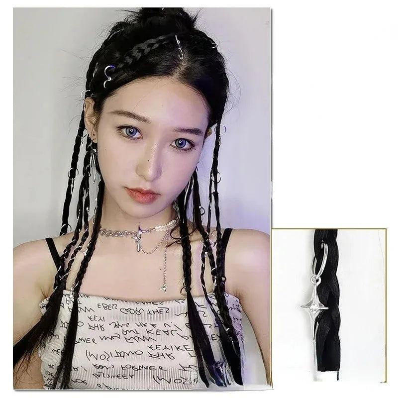 2Pcs Clip-In Braided Hair Extensions – Synthetic Twist Braid Pieces Clip-In Hair Extensions PLUSH