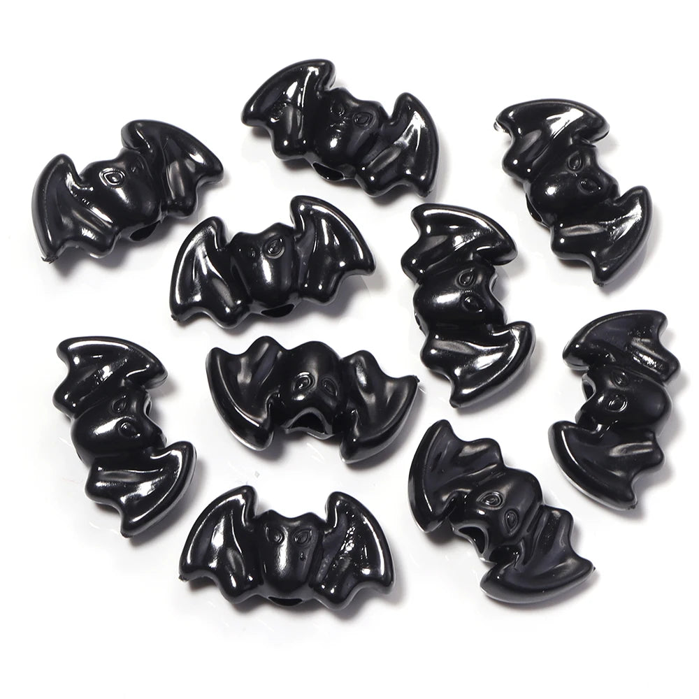 50pcs Bat Shape Plastic Spacer Beads – Halloween Jewelry Making Jewelry Making Beads PLUSH black