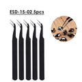 Curved Tip Black Metal Nail Tweezers 5/10pcs – Manicure Tool Nail Art Tweezers PLUSH ESD-15-02 5pcs