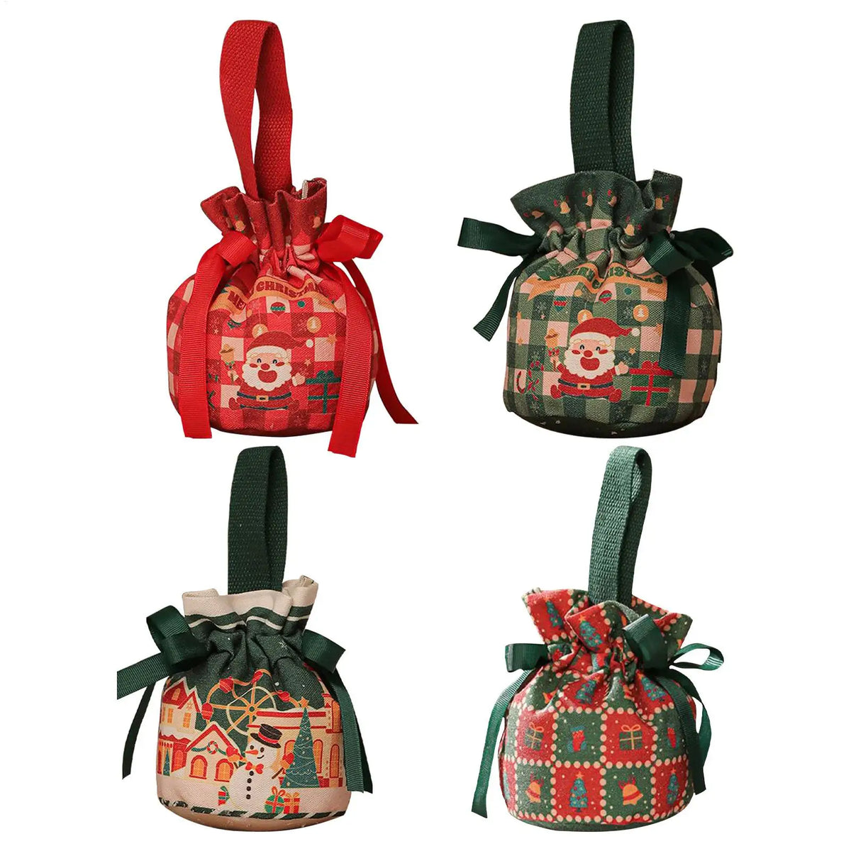Christmas Drawstring Candy Bags | Cotton Holiday Gift Pouches Holiday Gift Bags PLUSH