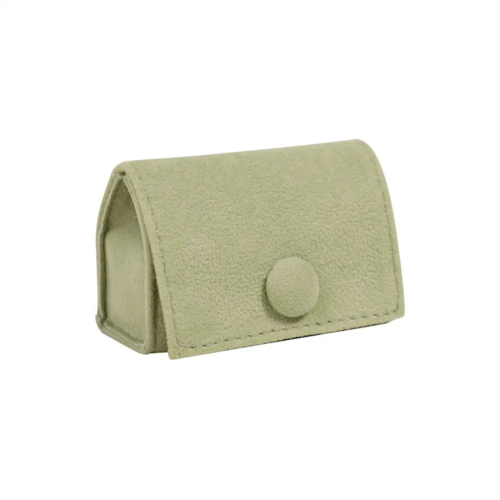 Velvet Ring Jewelry Box – Mini Portable Storage Case Jewelry Storage Box PLUSH Light Green