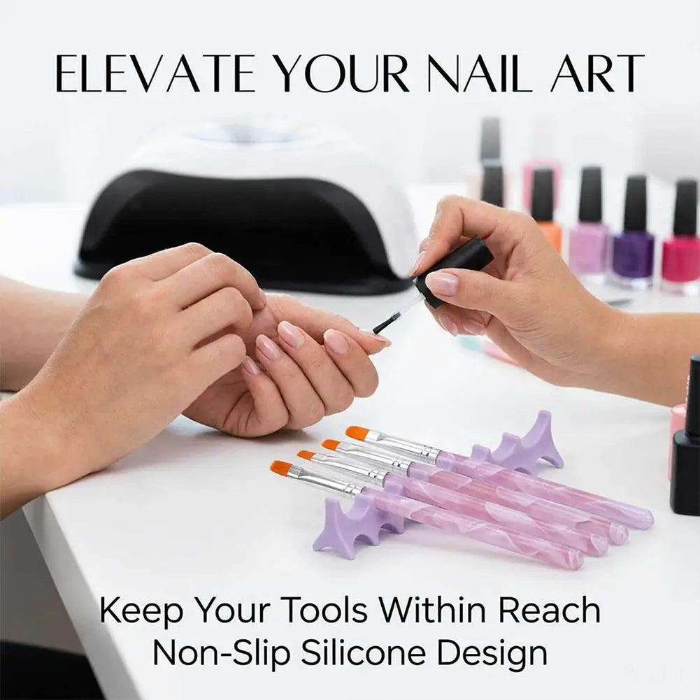 Silicone Fishbone Nail Art Pen Holder – 5-Slot Brush Stand Nail Brush Holder PLUSH