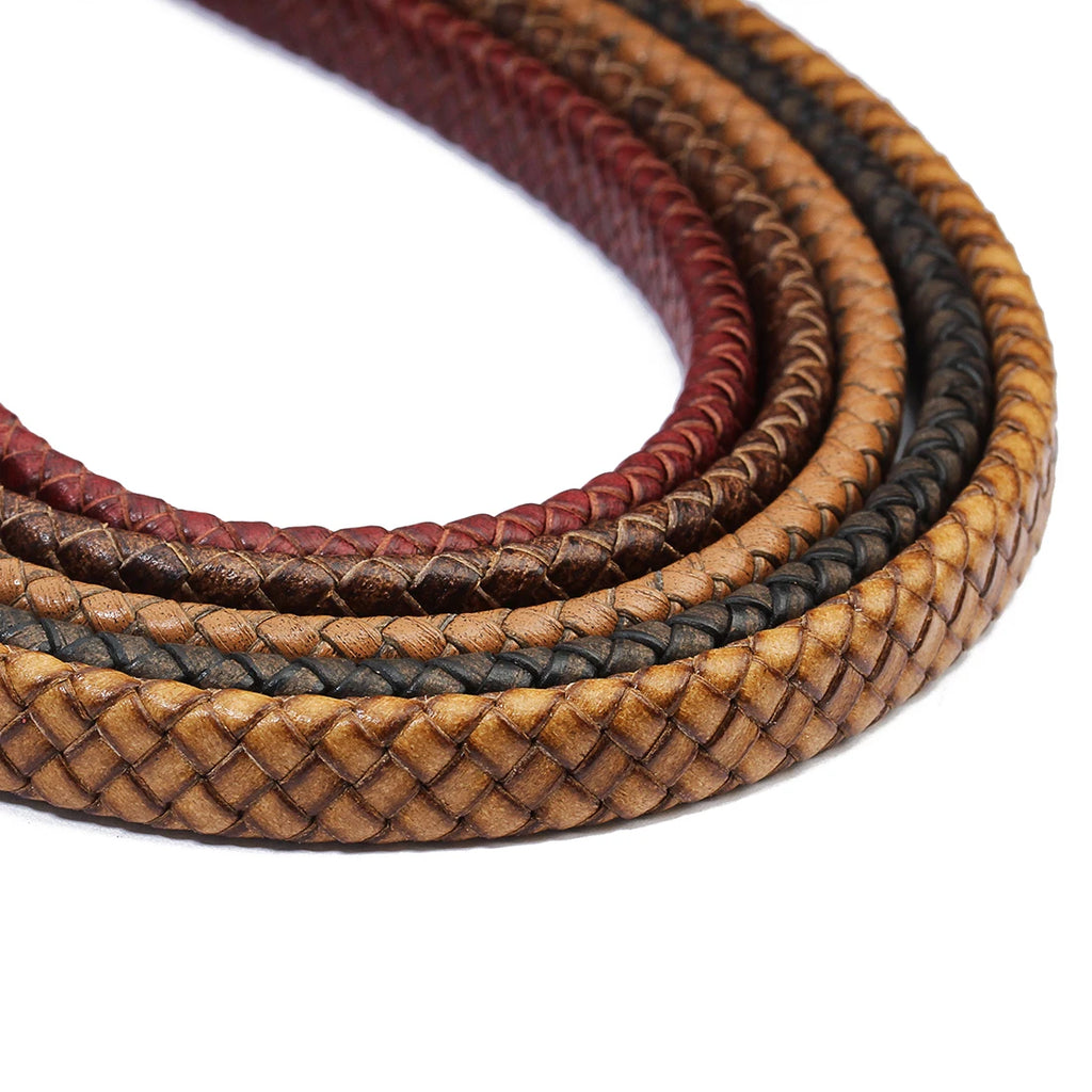 Braided Flat Leather Cord 10/12mm | DIY Jewelry Making – 1m Roll Leather Jewelry Cord PLUSH