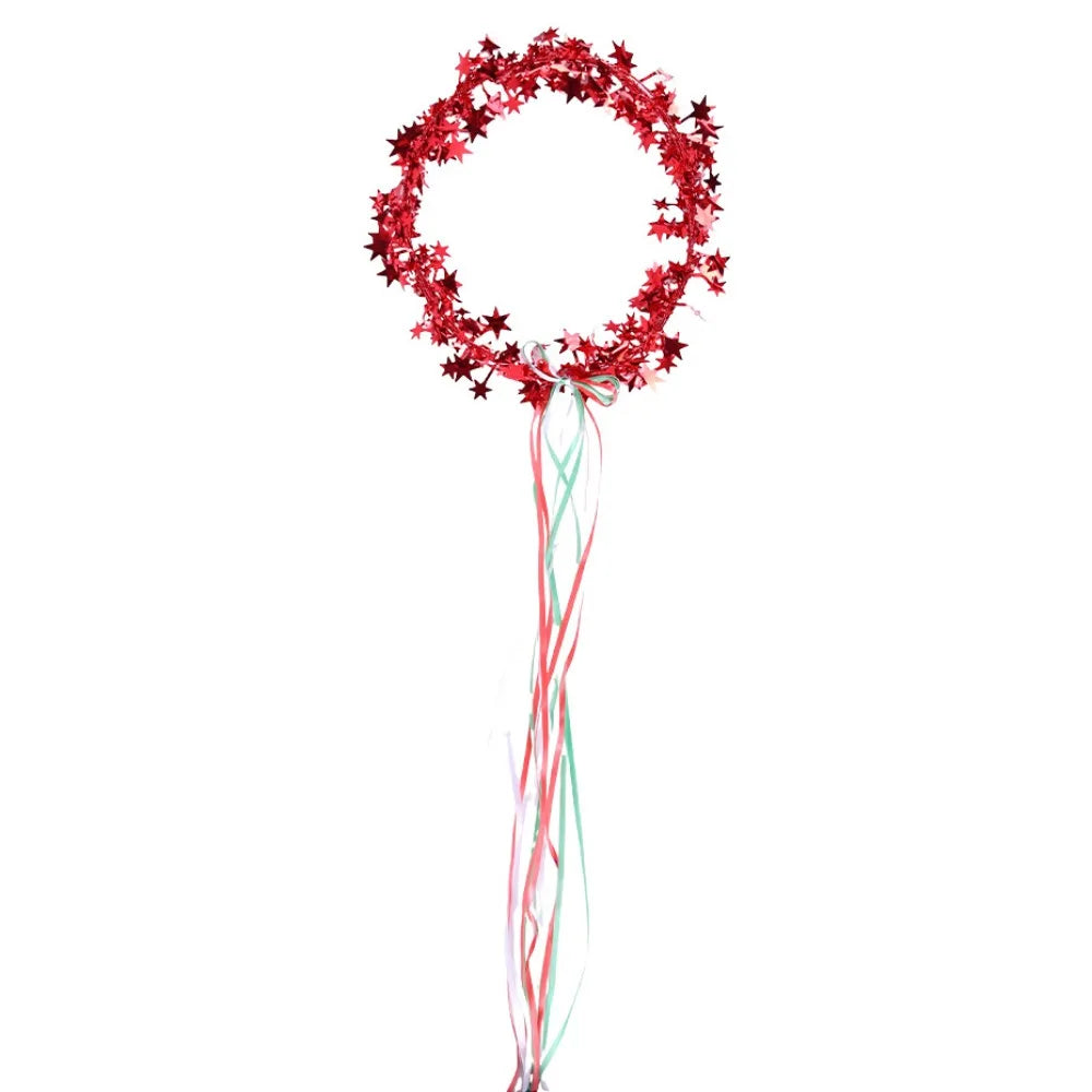 Shiny Star Christmas Headband – Festive Hair Hoop Photo Prop Christmas Headband PLUSH Red