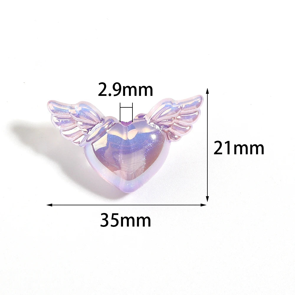 10pcs AB Wing Heart Acrylic Spacer Beads – DIY Jewelry Making Acrylic Spacer Beads PLUSH