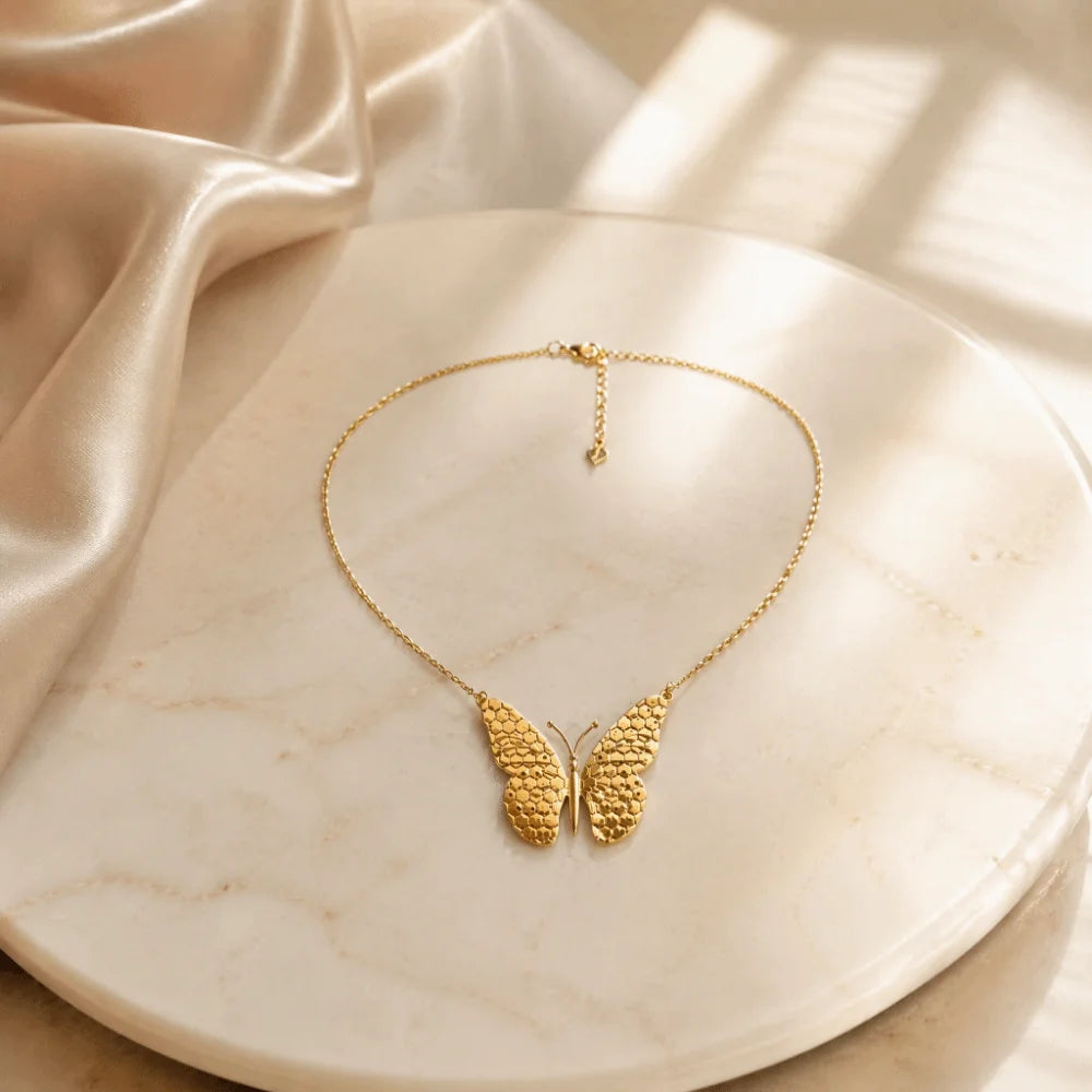 Butterfly Pendant Necklace – Stainless Steel Choker, 3 Sizes Pendant Necklace PLUSH