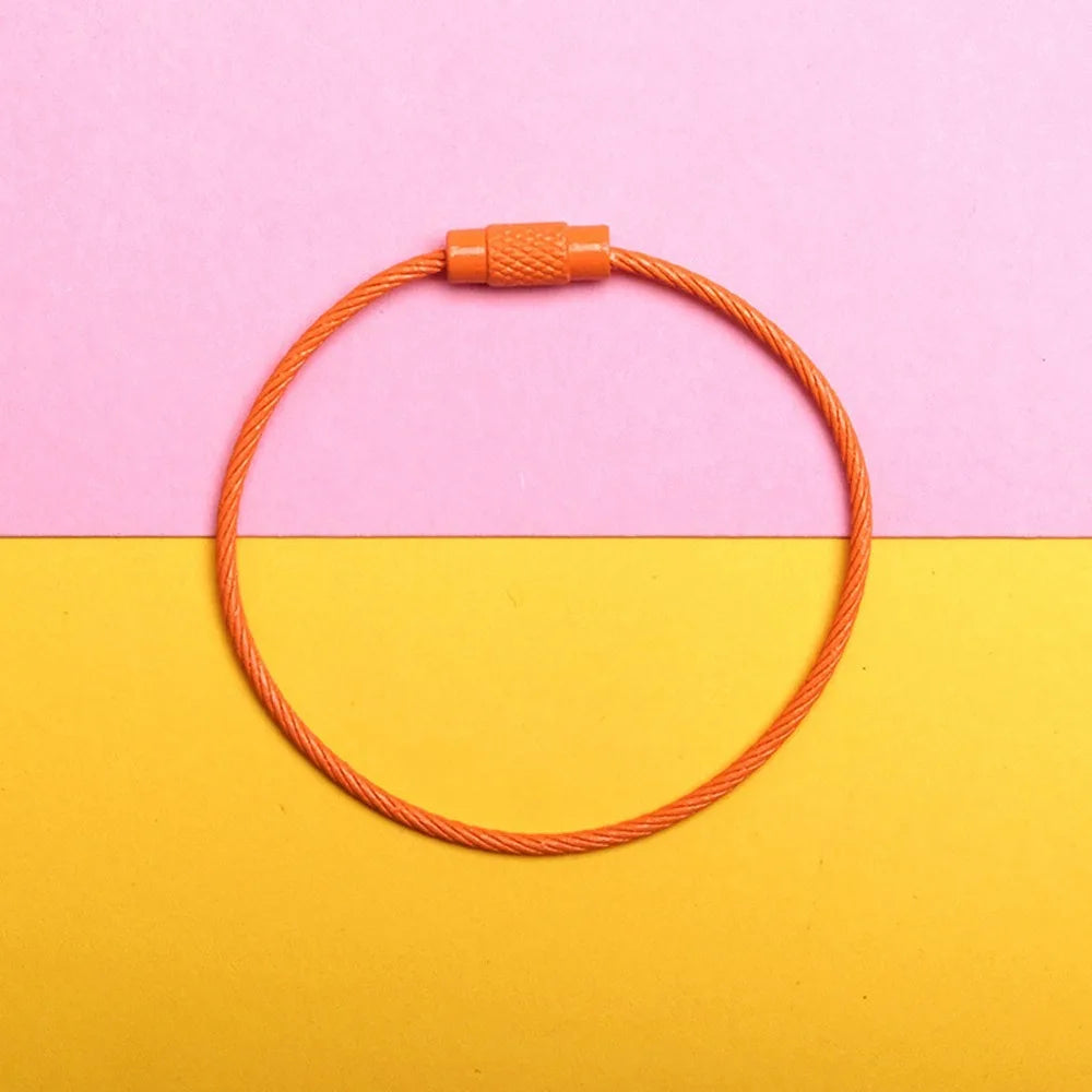Stainless Steel Rotating Wire Key Ring – Color Keychain 5/10pcs Key Ring Keychain PLUSH orange-5pcs-set