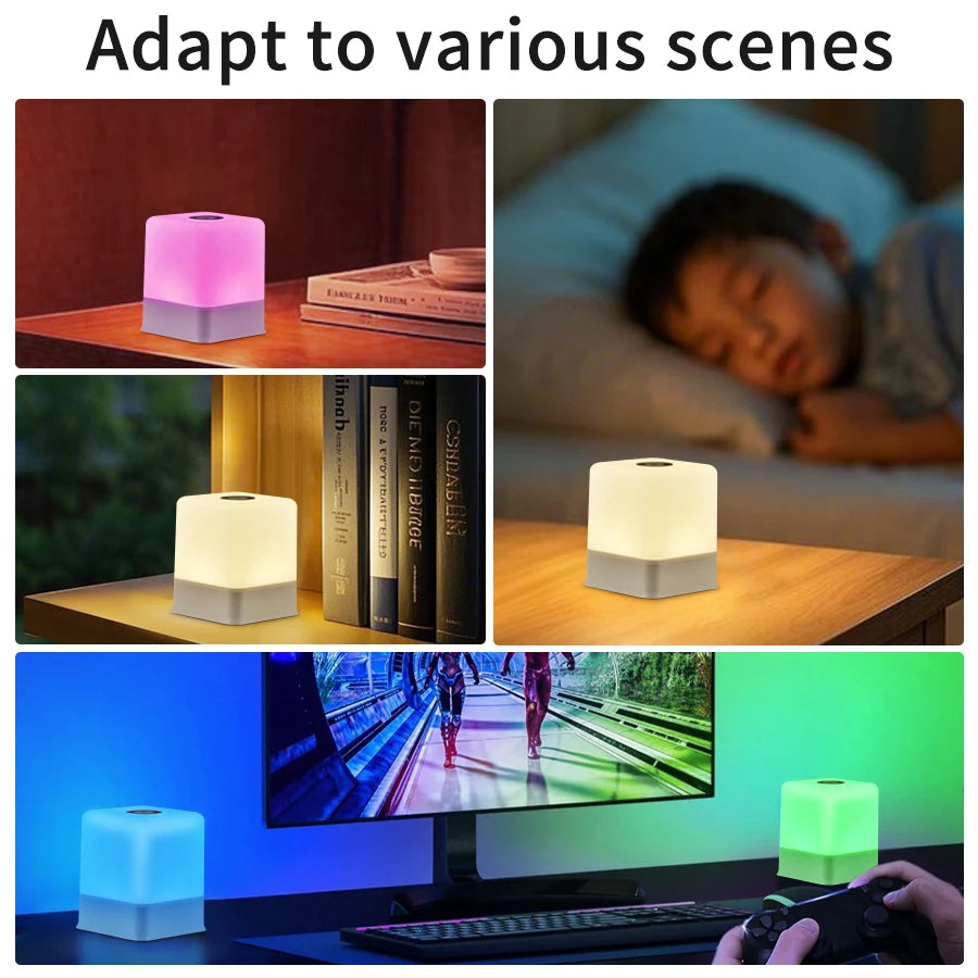 RGB LED Rechargeable Table Lamp – Dimmable Bedside Night Light LED Table Lamp PLUSH