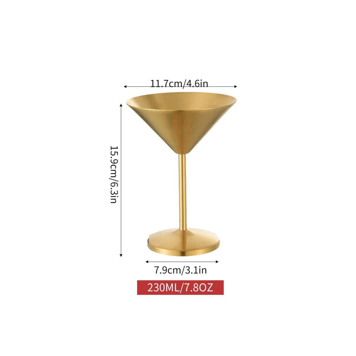 Stainless Steel Dessert Cup – Shatterproof Glossy Stemware Dessert Stemware Cup PLUSH D Gold