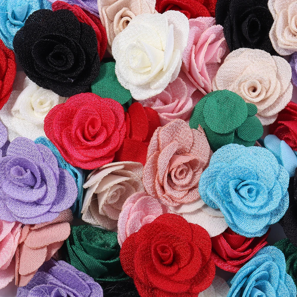 10pcs 4cm Fabric Rose Flowers for DIY Sewing, Headwear & Decor Fabric Flower Embellishments PLUSH