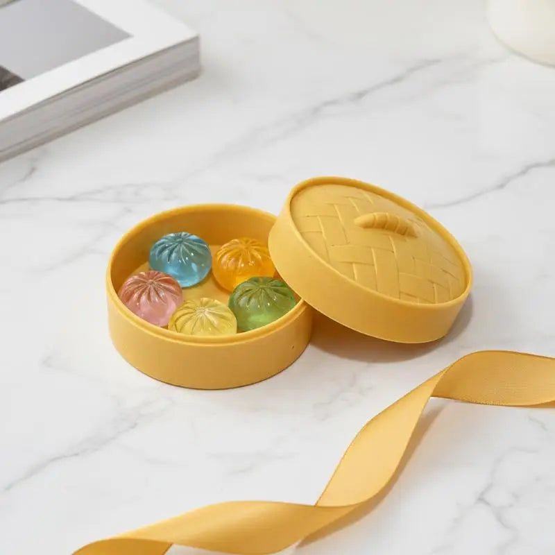 5pcs Squishy Mini Dumpling Fidget Toy Set with Steamer Basket Squishy Fidget Toy PLUSH