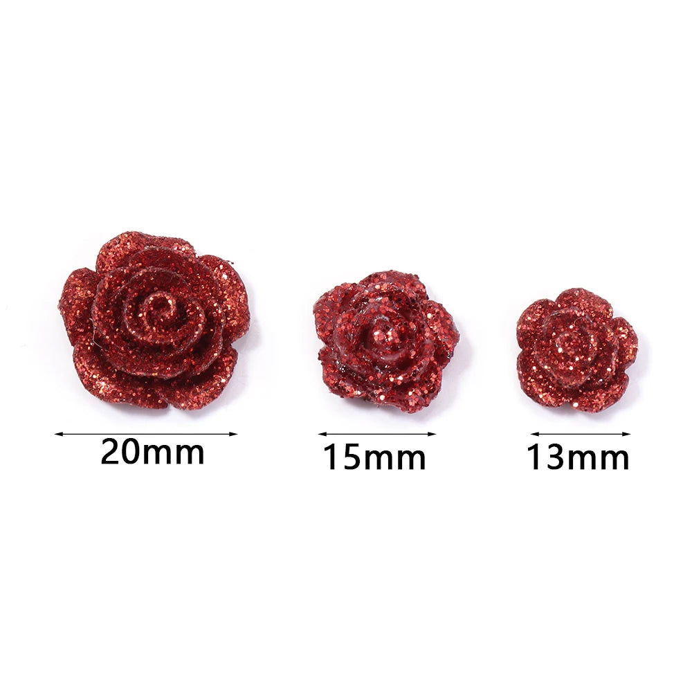 20pcs Rose Flower Resin Cabochons – Flat Back DIY Jewelry Resin Cabochons PLUSH