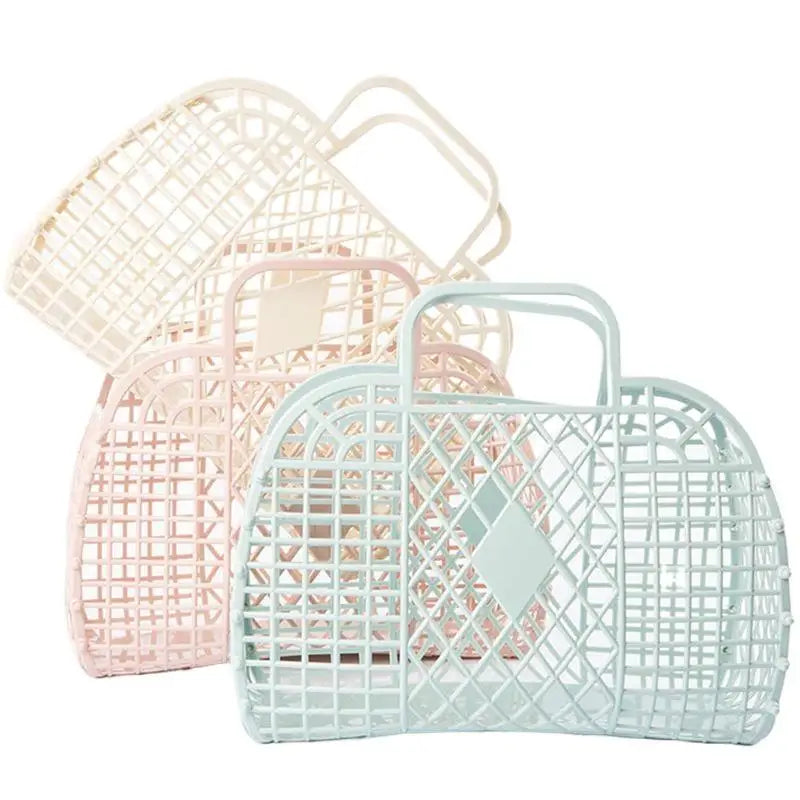 Hollow Waterproof Beach Tote Bag – Large Jelly Basket Storage Tote Basket PLUSH