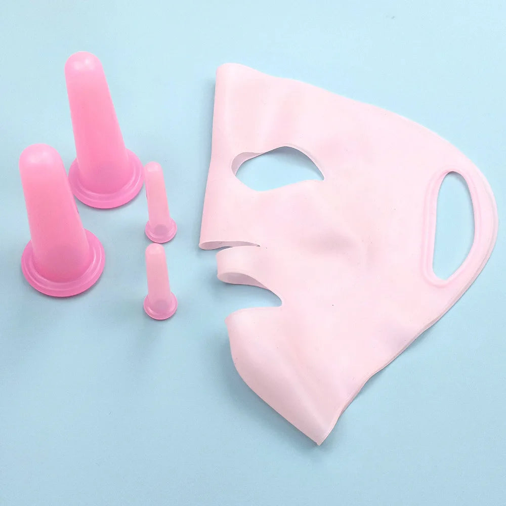 Silicone Facial Cupping Massage Set – Face, Neck & Body Facial Massage Set PLUSH PINK SET