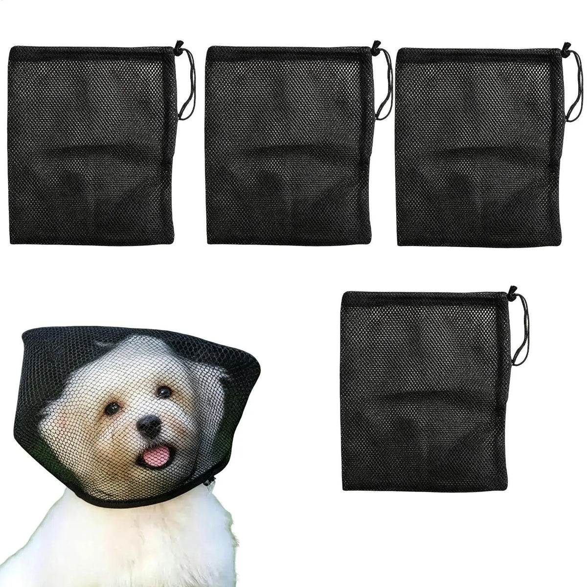 4-Pack Adjustable Breathable Mesh Dog Face Guard | Small & Medium Dog Face Guard PLUSH