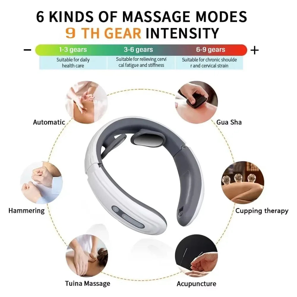 Smart Neck Massager – 6 Modes Portable Ergonomic Device Neck Massager PLUSH