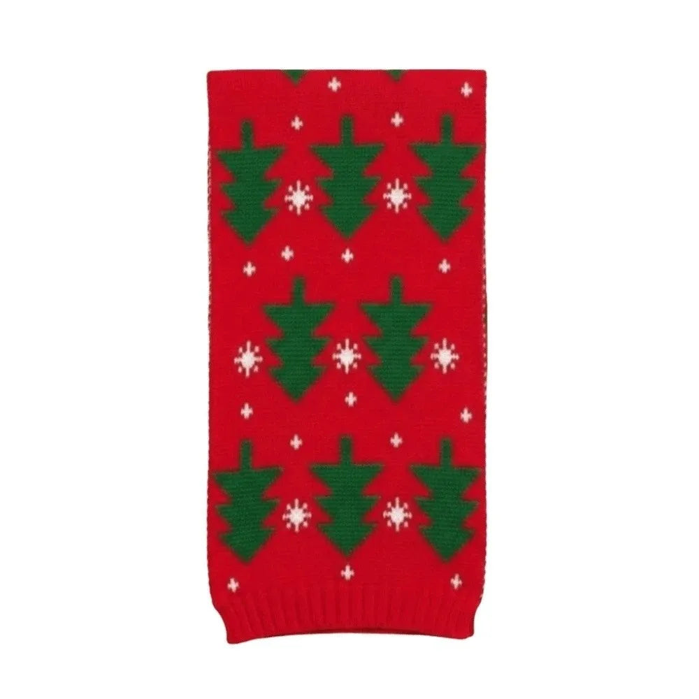 Knitted Christmas Hat & Scarf Set – Striped Snowflake Pom Holiday Knit Set PLUSH Scarf 4