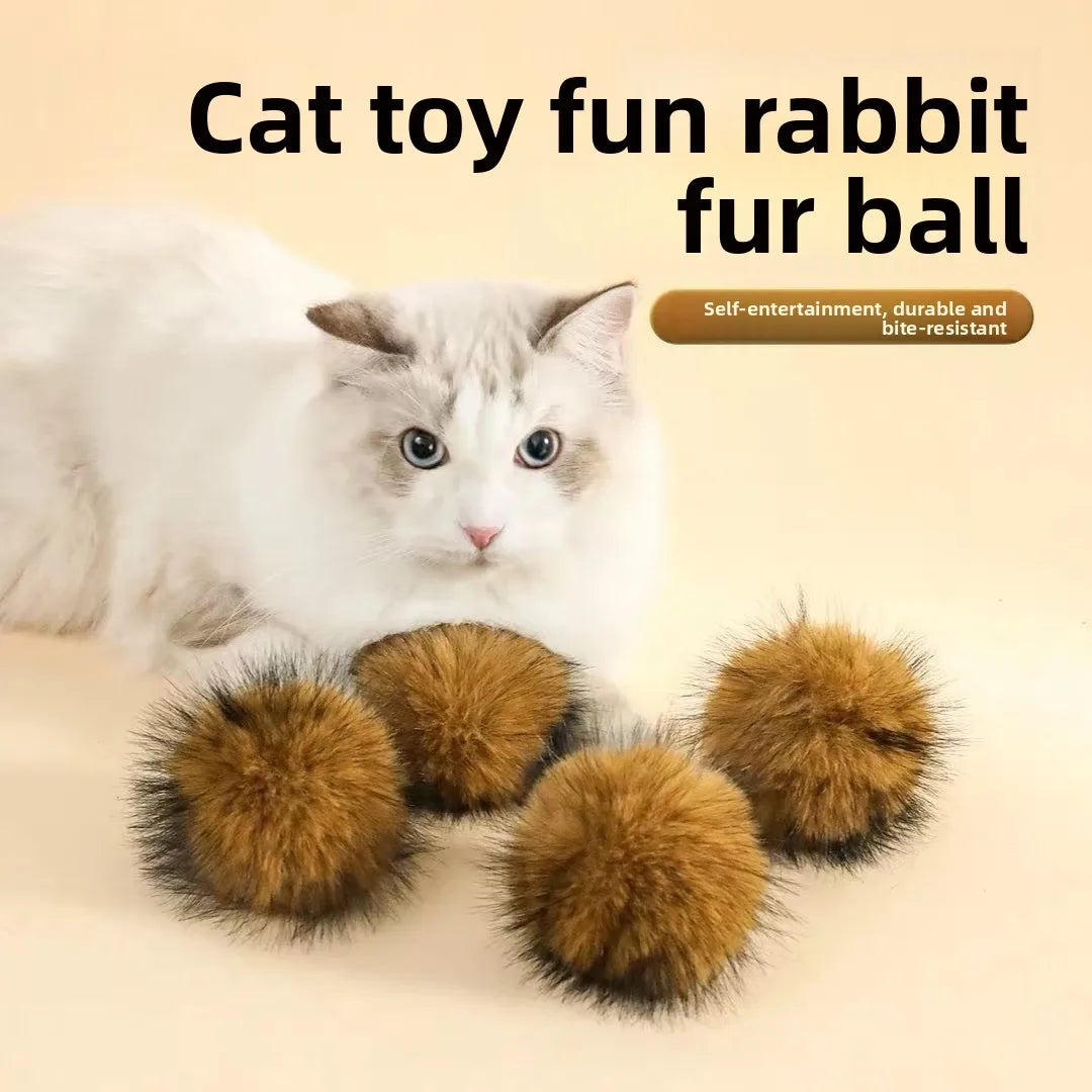 Rabbit Fur Cat Toy Ball – Silent Interactive Indoor Cat Toy Cat Toy Ball PLUSH