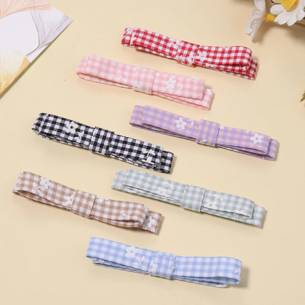 5pcs Plaid Floral Bowknots – DIY Hair Clips & Craft Decor Hair Bow Craft PLUSH