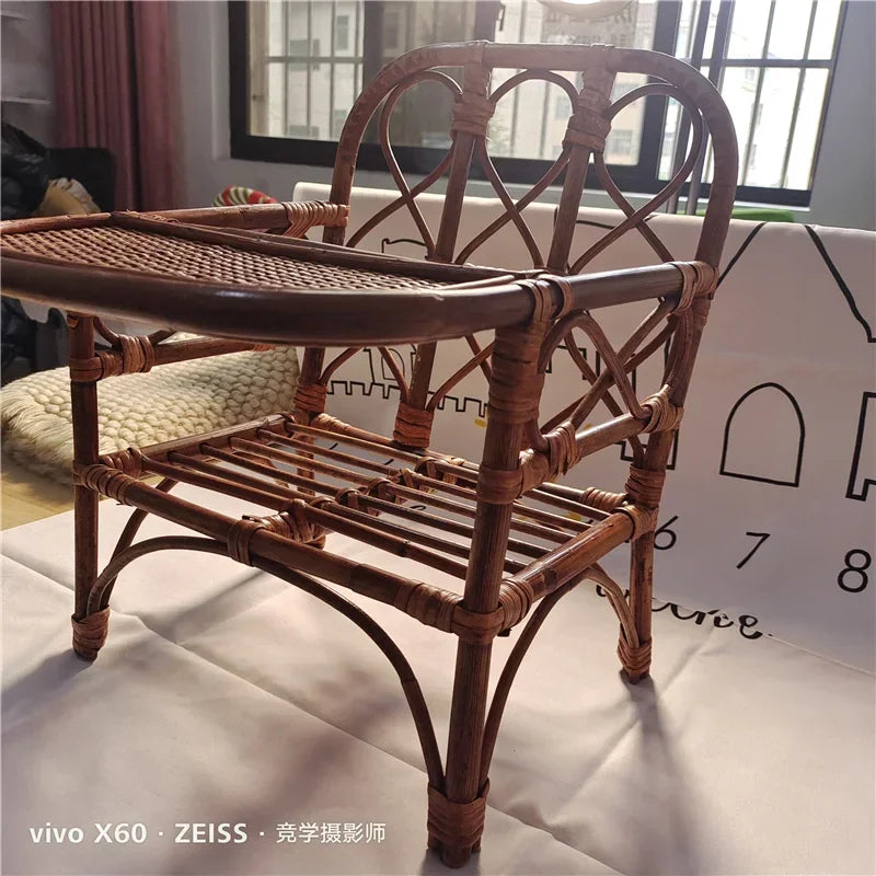 Woven Rattan Baby Photography Chair & Table Prop Set Baby Photography Prop PLUSH