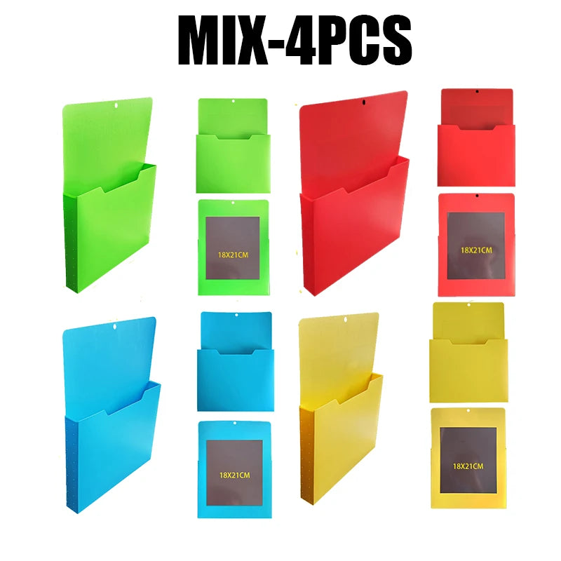 Magnetic Wall Mounted File Box & Document Organizer Rack Wall File Organizer PLUSH MIX 4PCS
