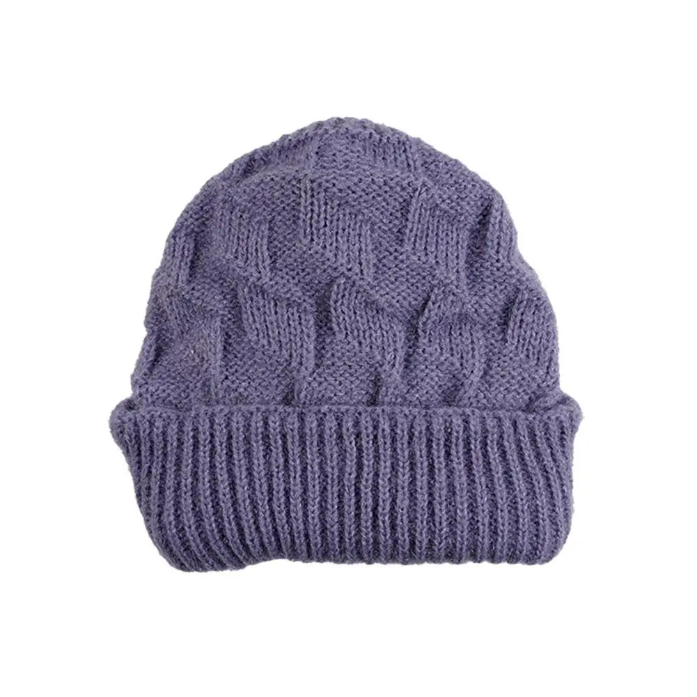Women's Thick Cable Knit Beanie Hat – Warm Winter Knit Cap Knit Beanie Hat PLUSH D One size