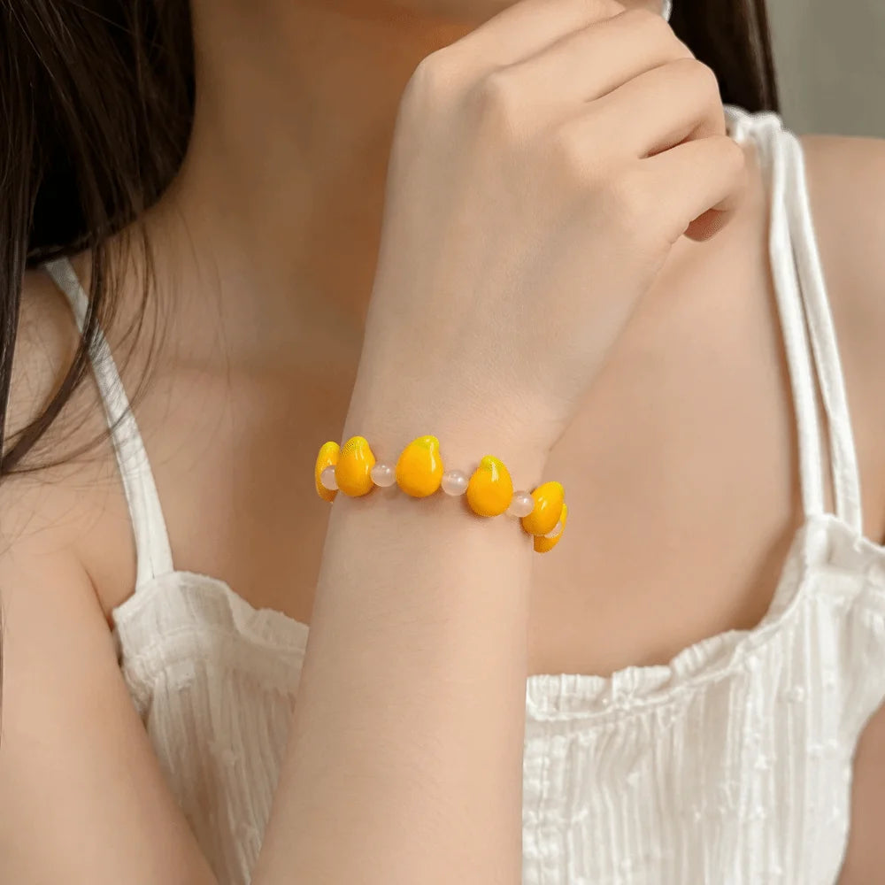 3D Resin Fruit Bead Bracelet – Colorful Stackable Elastic Resin Bead Bracelet PLUSH