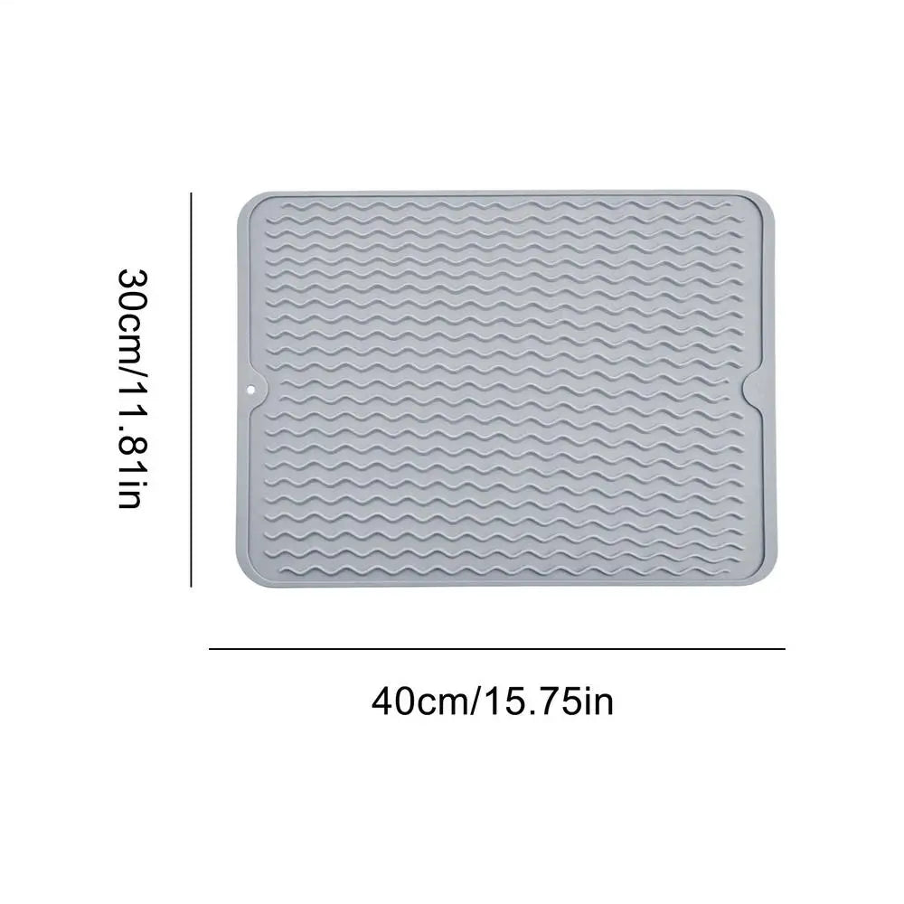 Extra Large Silicone Dish Drying Mat – Non-Slip & Heatproof Dish Drying Mat PLUSH Gray 30x40cm
