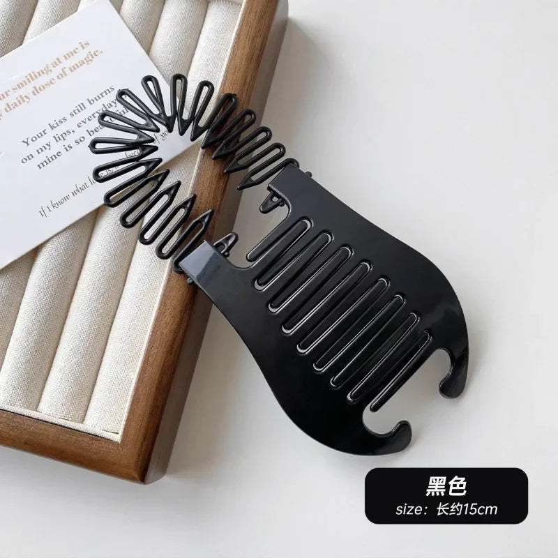 2-in-1 Banana Clip & Fish Comb Beaded Hair Set for Women Hair Clip Set PLUSH
