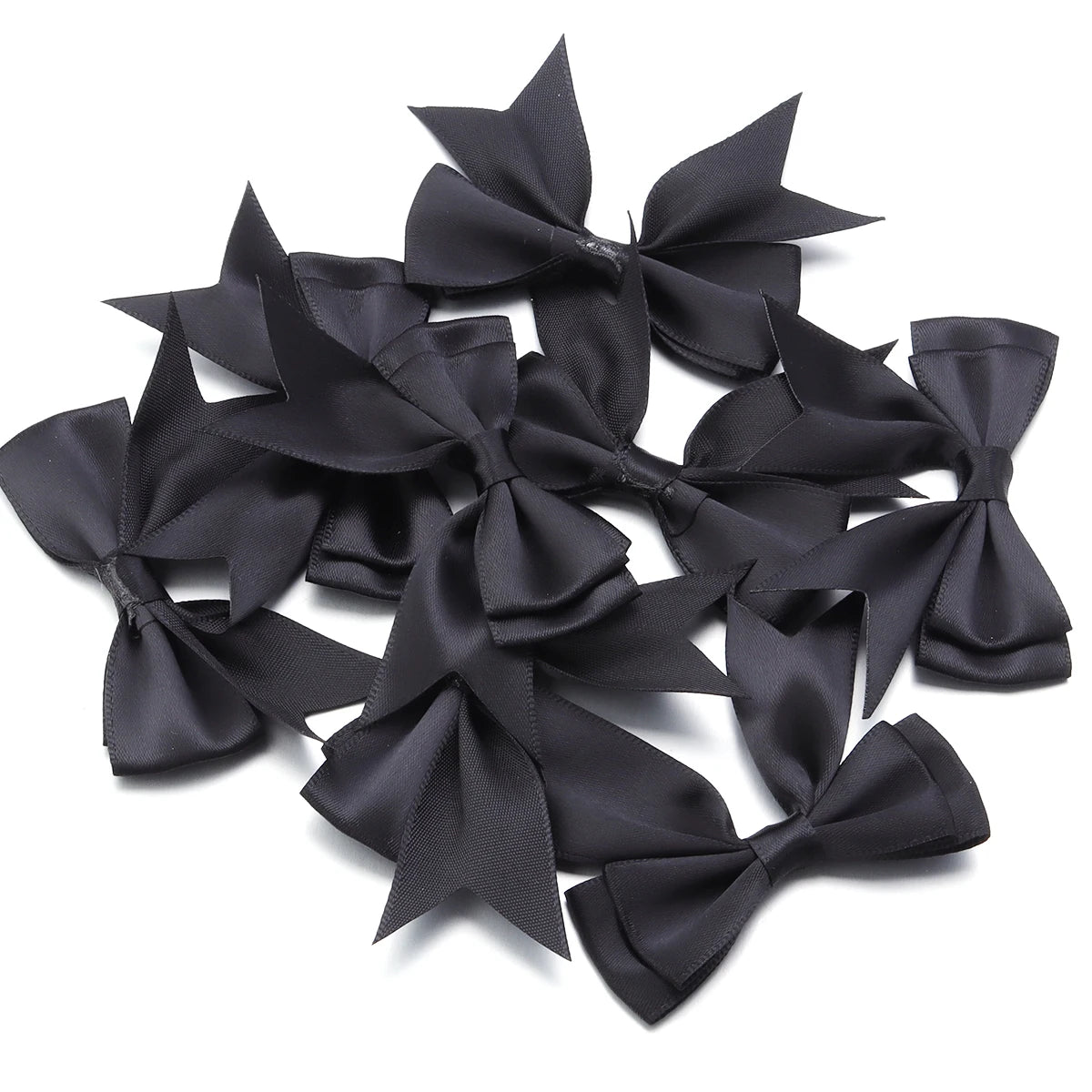 10pcs Satin Ribbon Bows – Colorful Double Layer DIY Bowknot Ribbon Bow Embellishment PLUSH Black 6cmx7cm